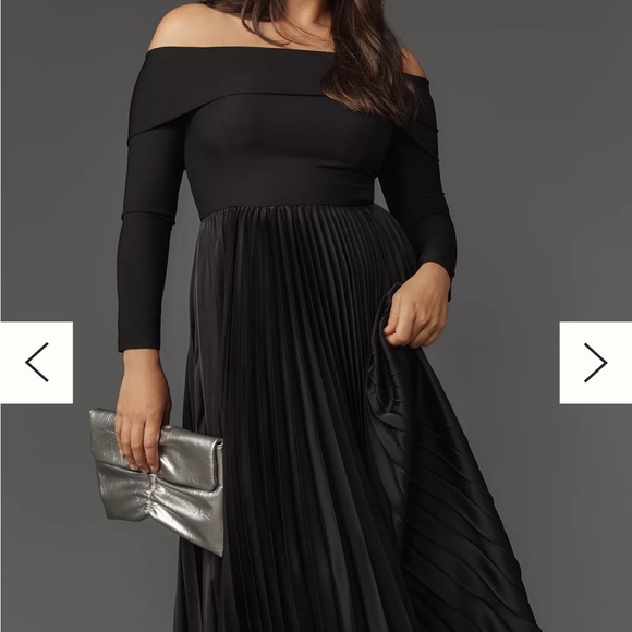 Hutch Long-Sleeve Off-The-Shoulder Pleated Maxi Dress - Picture 3 of 7